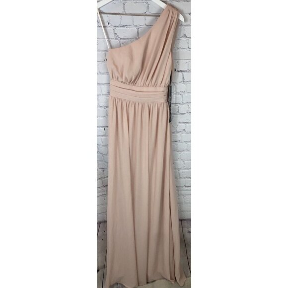 NWT LULUS Womens' Blush/Pale One Shoulder Sleeveless Long Dress Size XS - Picture 1 of 6